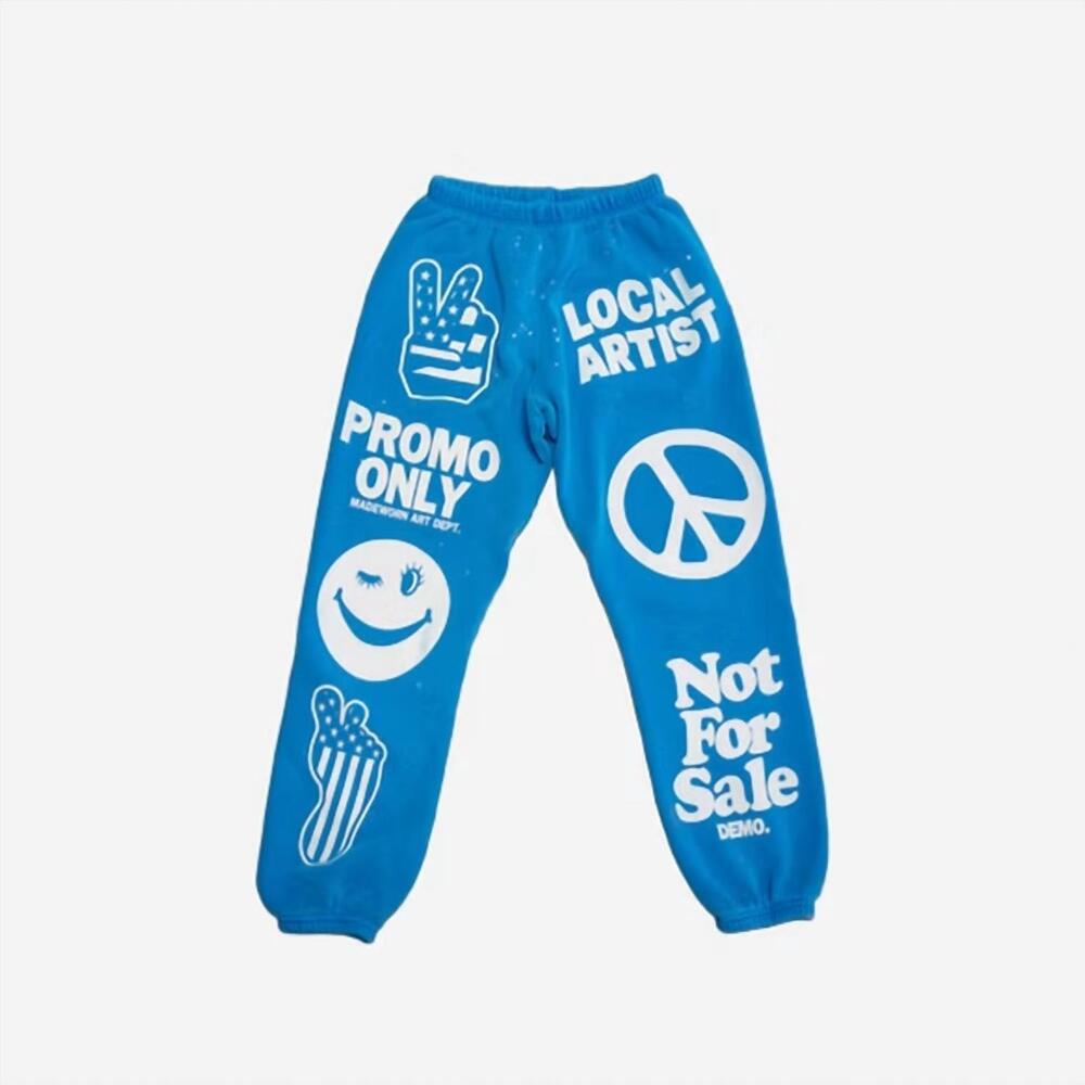NEW MADEWORN unisex art happens sweatpants in bright blue